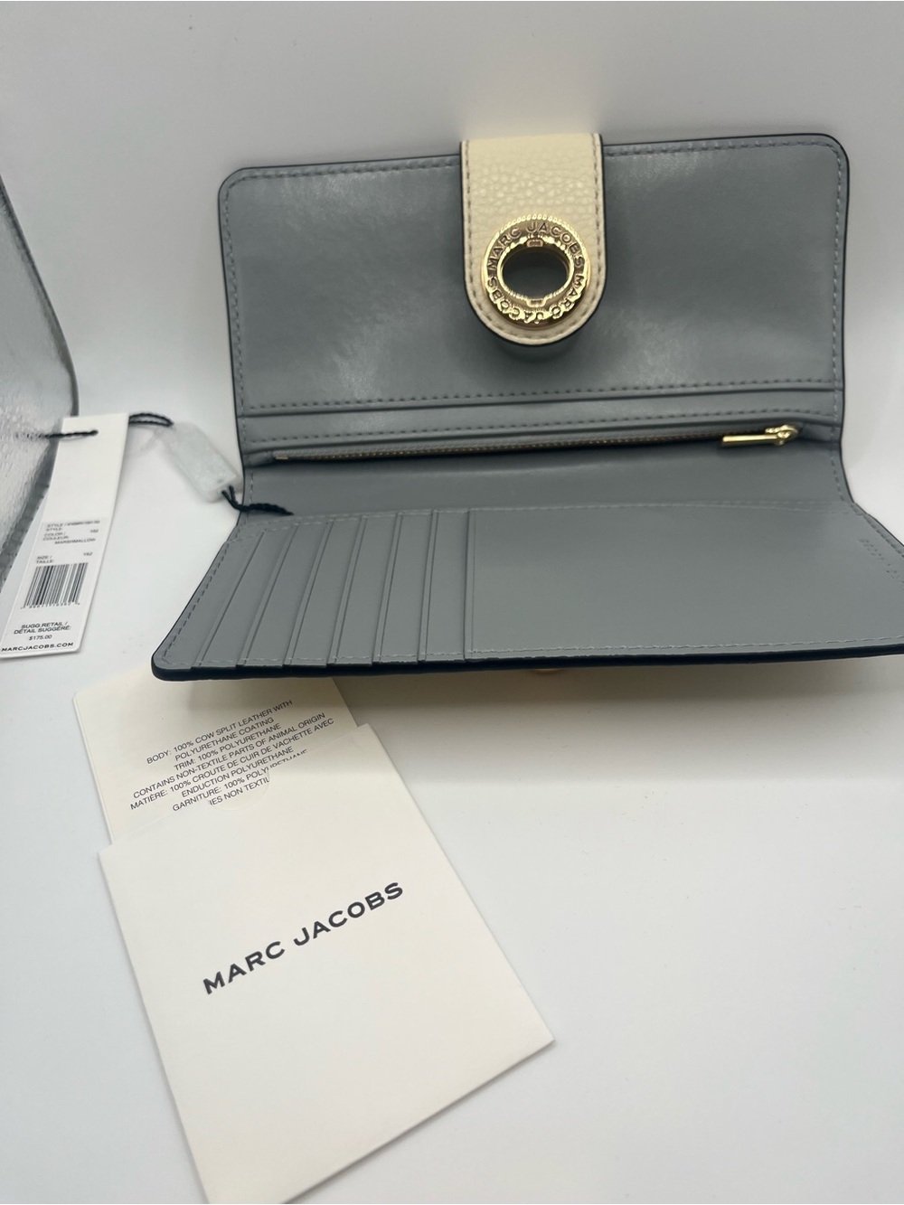 New Marc Jacobs Continental Wallet Pebbled Leather Marshmallow/Ivory NWT - Picture 4 of 7